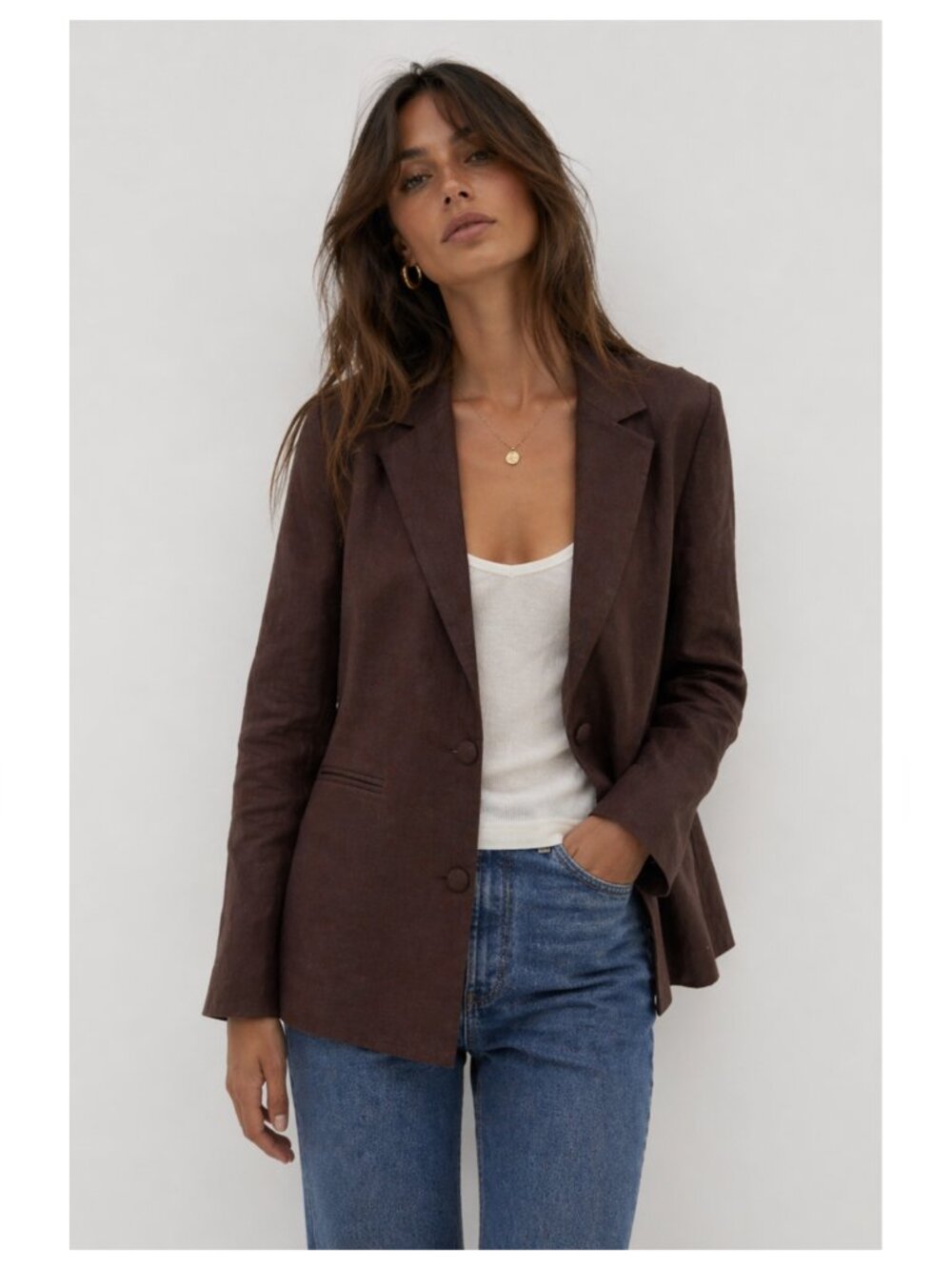 DISSH Chocolate Brown 100% Linen Blazer